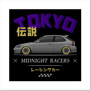 Midnight Racer Silver EK 9 JDM Posters and Art